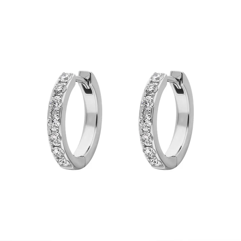 18ct White Gold Diamond 15mm Hoop Earrings sold by C.W. Sellors product image thumbnail 2