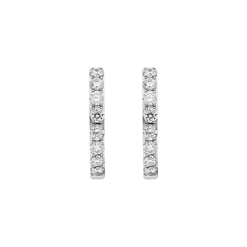 18ct White Gold Diamond 15mm Hoop Earrings sold by C.W. Sellors