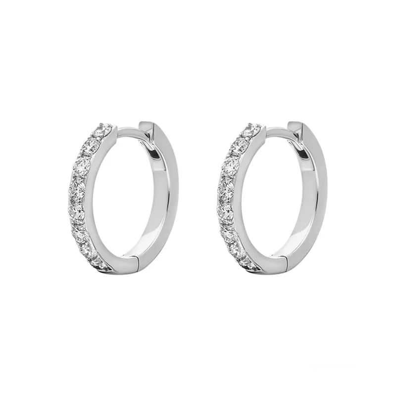 18ct White Gold Diamond 15mm Hoop Earrings sold by C.W. Sellors product image thumbnail 2