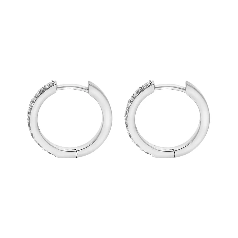18ct White Gold Diamond 15mm Hoop Earrings sold by C.W. Sellors product image thumbnail 3