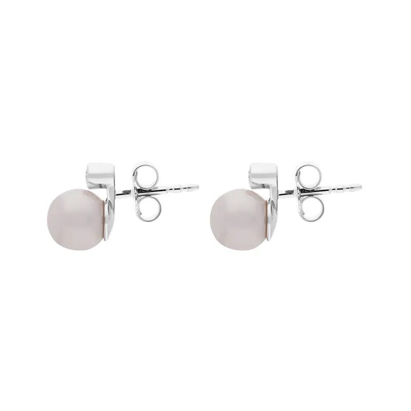 18ct White Gold Diamond Akoya Pearl Stud Earrings sold by C.W. Sellors product image thumbnail 2