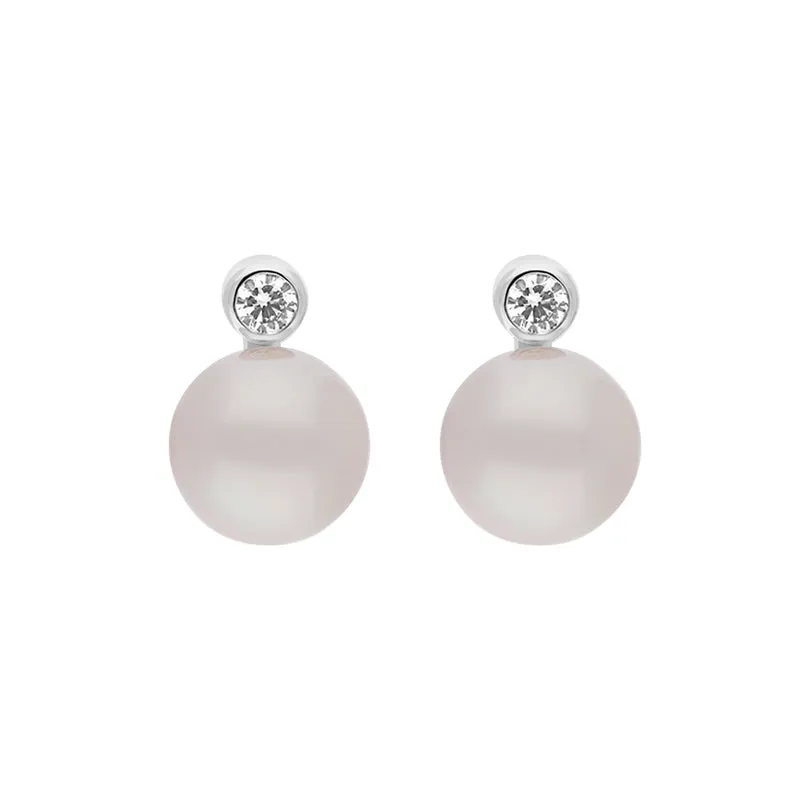 18ct White Gold Diamond Akoya Pearl Stud Earrings sold by C.W. Sellors
