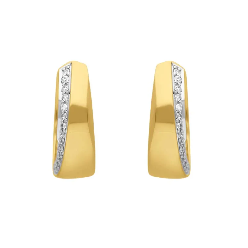 18ct Yellow and White Gold Diamond 16mm Hoop Earrings sold by C.W. Sellors
