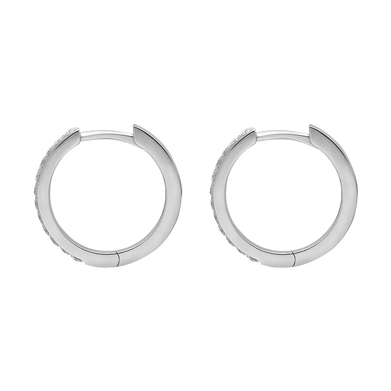 18ct White Gold Diamond 15mm Hoop Earrings sold by C.W. Sellors product image thumbnail 3