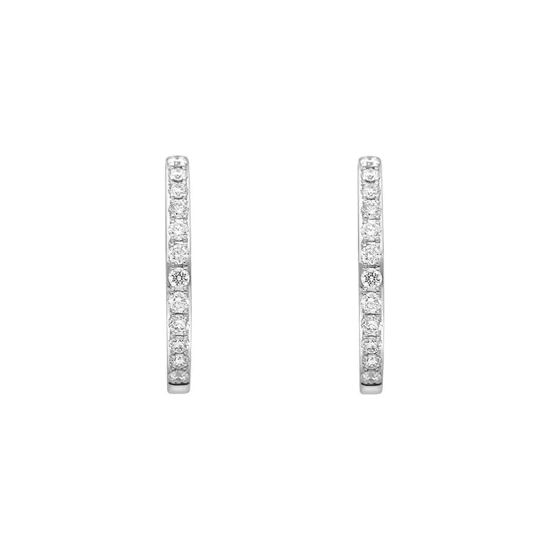 18ct White Gold Diamond 15mm Hoop Earrings sold by C.W. Sellors