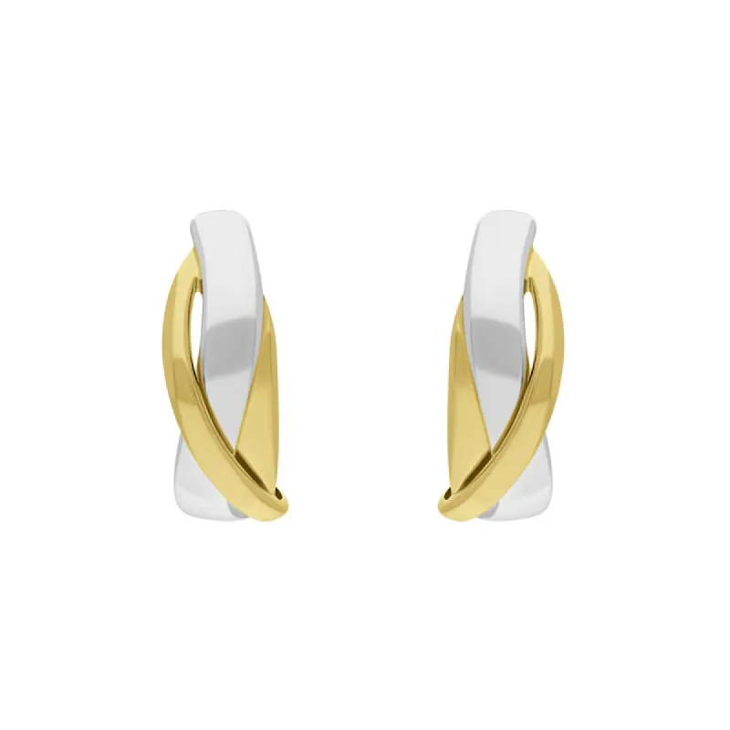 9ct Yellow and White Gold Round Entwined Hoop Earrings sold by C.W. Sellors