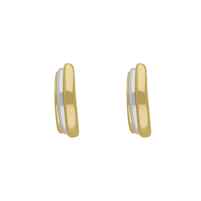 9ct Yellow and White Gold Round Three Row Hoop Earrings sold by C.W. Sellors