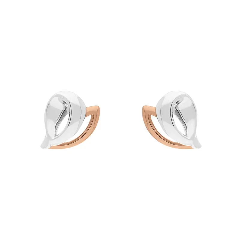9ct Rose and White Gold Heart Stud Earrings sold by C.W. Sellors