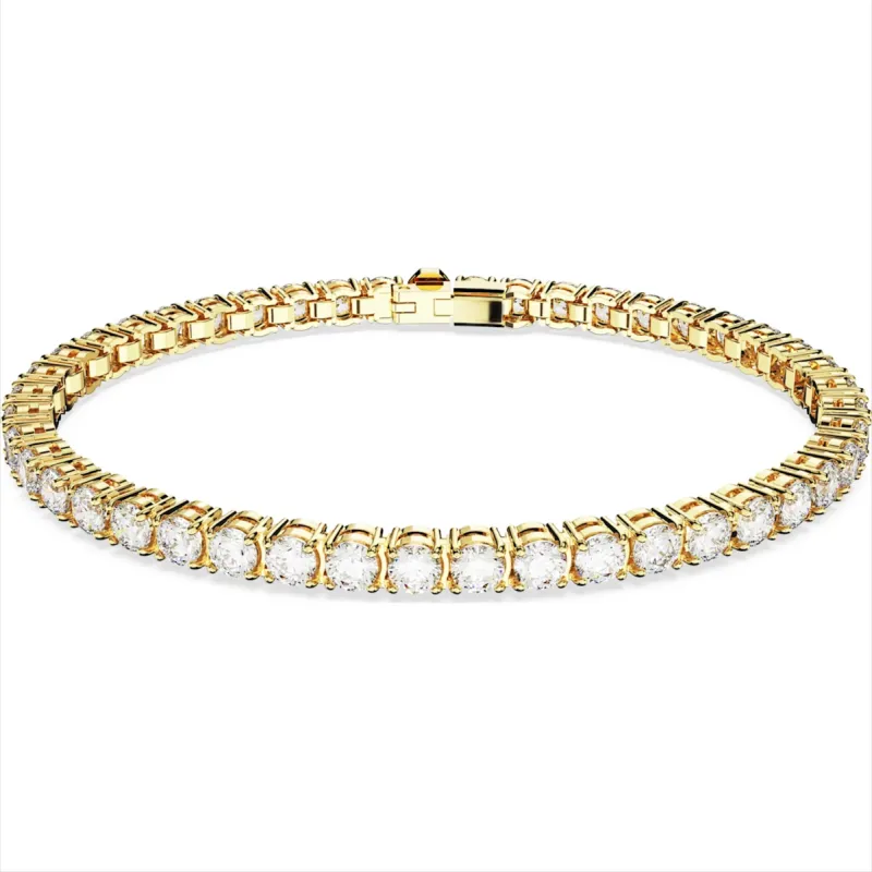 Swarovski Matrix Yellow Gold Tone Plated Round White Crystal Tennis Bracelet sold by C.W. Sellors