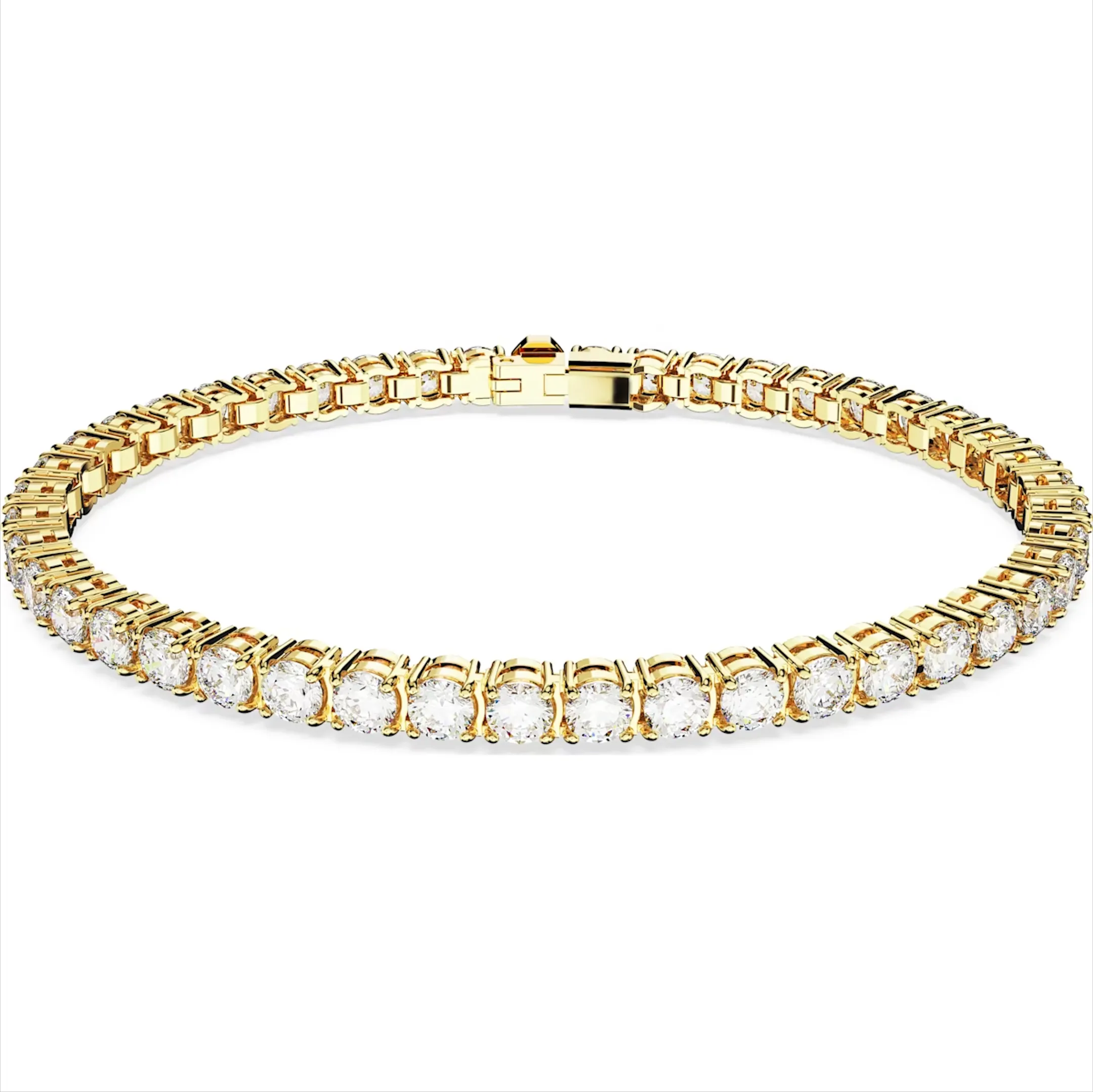 Swarovski Matrix Yellow Gold Tone Plated Round White Crystal Tennis Bracelet sold by C.W. Sellors