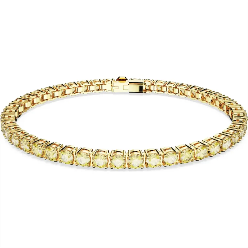 Swarovski Matrix Yellow Gold Tone Plated Round Yellow Crystal Tennis Bracelet sold by C.W. Sellors