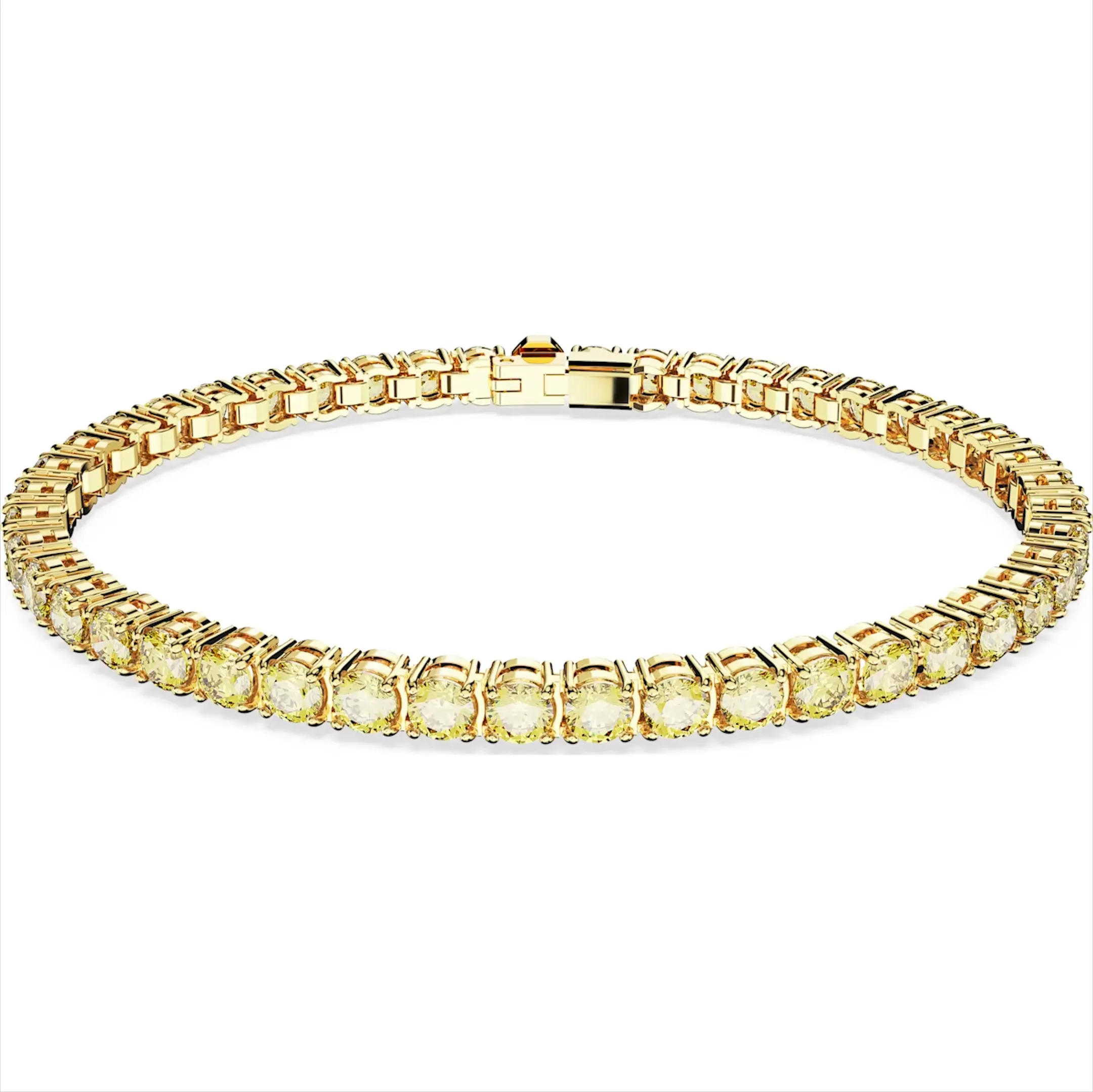Swarovski Matrix Yellow Gold Tone Plated Round Yellow Crystal Tennis Bracelet sold by C.W. Sellors