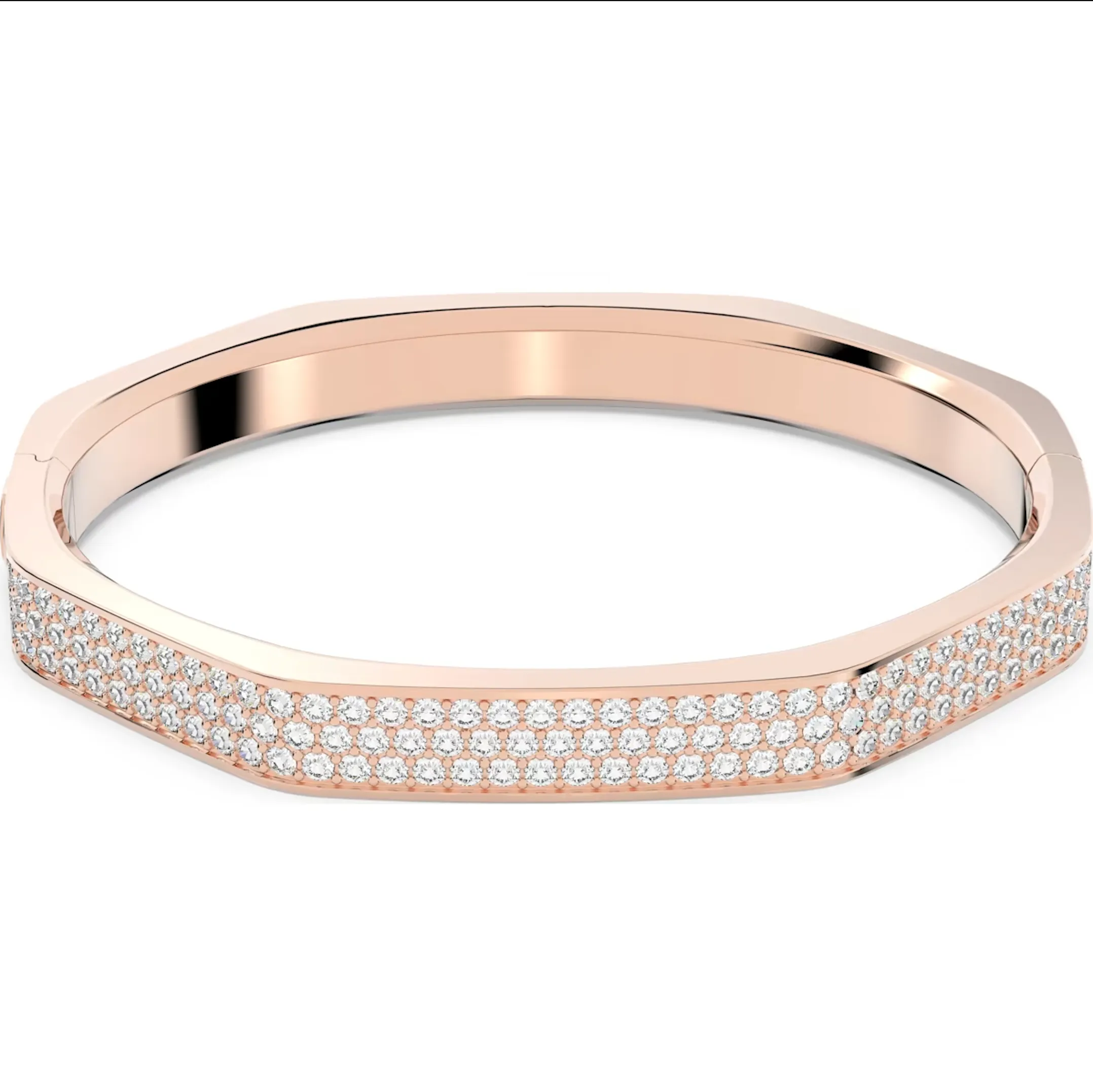 Swarovski Dextera Rose Gold Tone Plated Large Octagon White Crystal Bangle sold by C.W. Sellors
