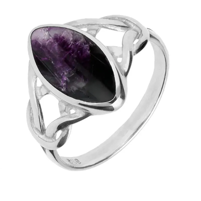 Sterling Silver Blue John Marquise Celtic Ring sold by C.W. Sellors