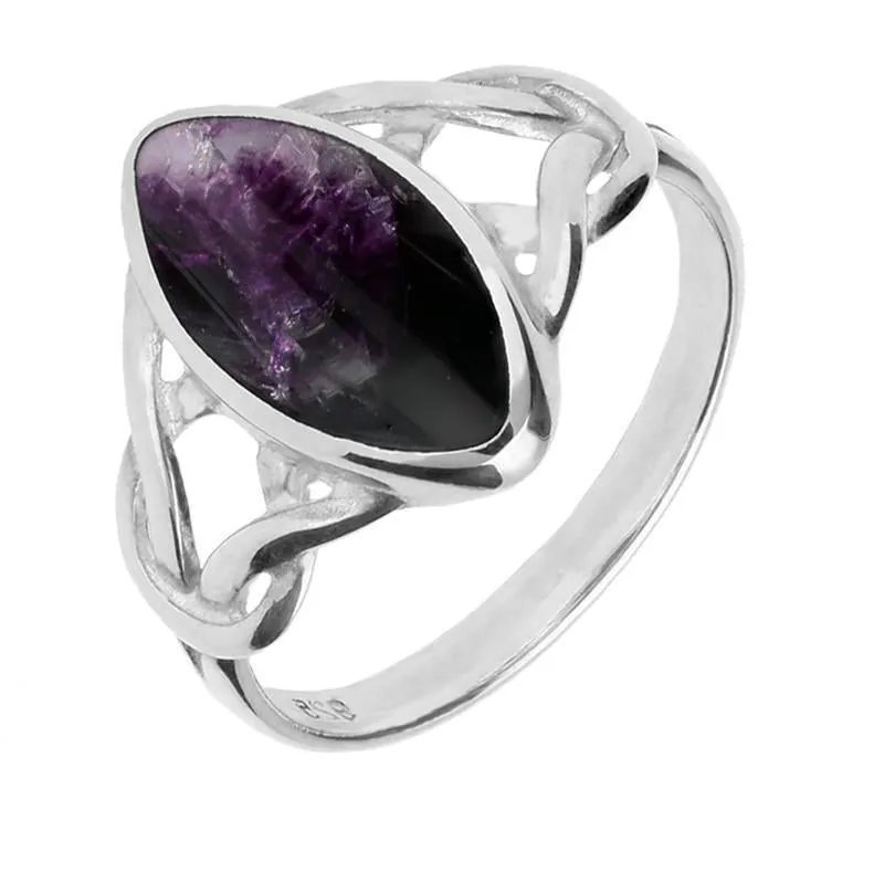 Sterling Silver Blue John Marquise Celtic Ring sold by C.W. Sellors