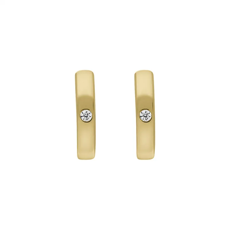 9ct Yellow Gold Diamond 11mm Round Domed Hoop Earrings sold by C.W. Sellors