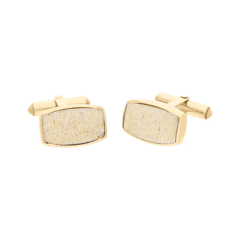 18ct Yellow Gold Coquina Barrel Cufflinks D sold by C.W. Sellors