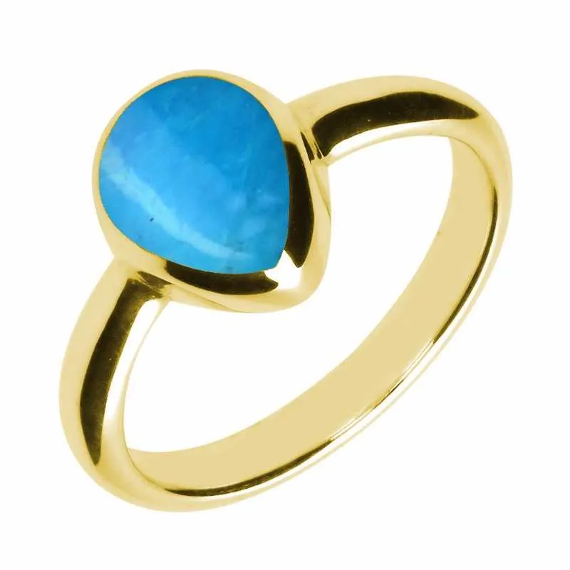 9ct Yellow Gold Turquoise Pear Shaped Ring sold by C.W. Sellors