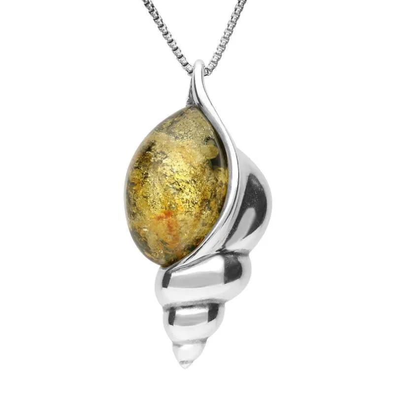 Sterling Silver Amber Conch Shell Necklace sold by C.W. Sellors