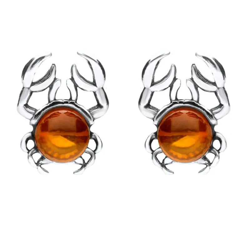 Sterling Silver Amber Crab Stud Earrings sold by C.W. Sellors