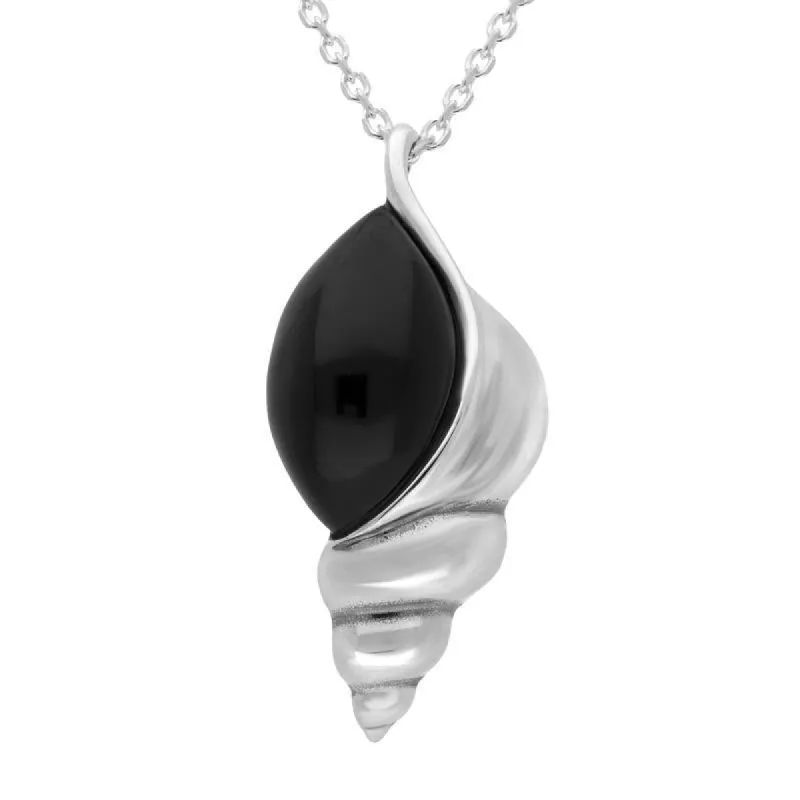 Sterling Silver Whitby Jet Shell Necklace sold by C.W. Sellors
