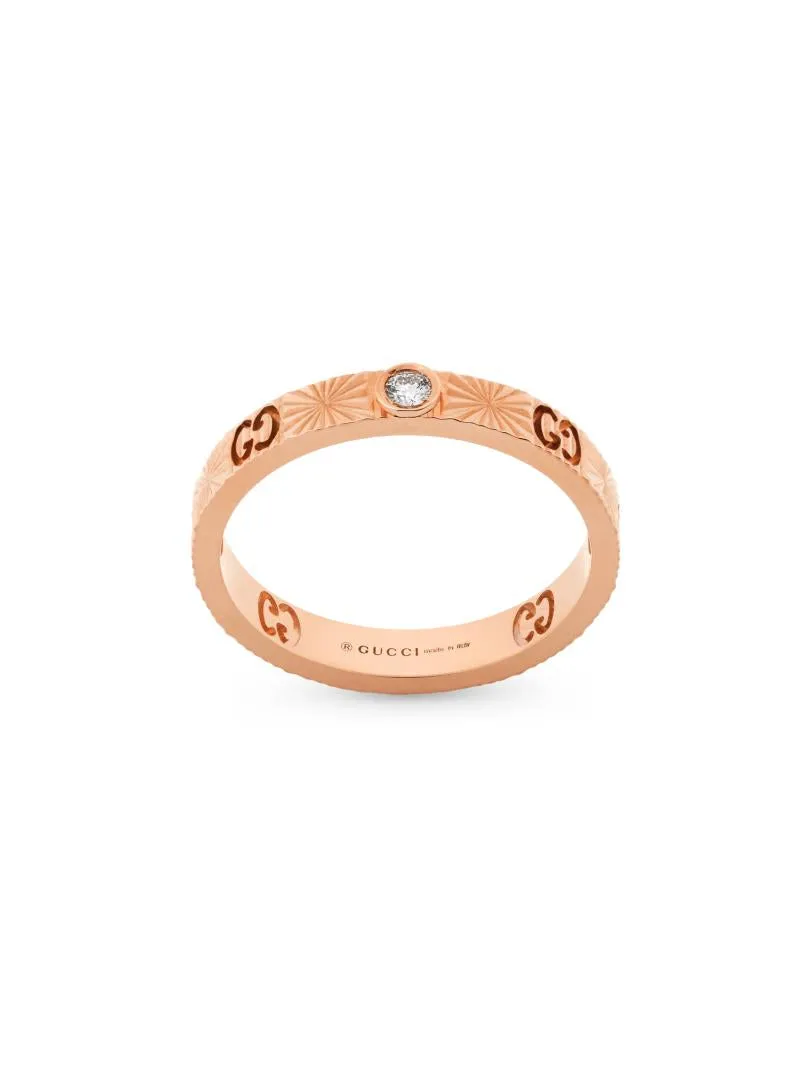 Gucci Icon 18ct Rose Gold Diamond Heart Band Ring sold by C.W. Sellors product image thumbnail 5