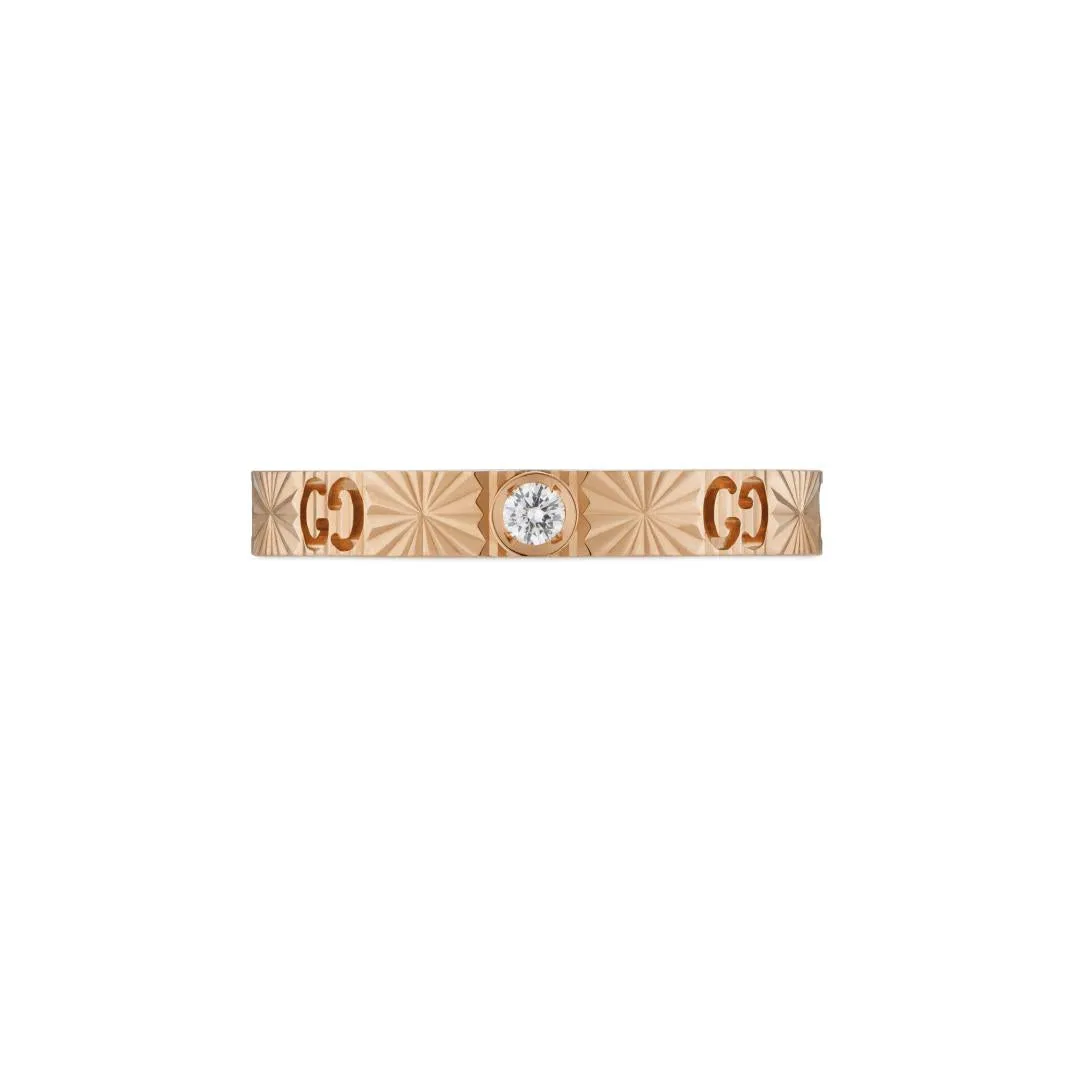 Gucci Icon 18ct Rose Gold Diamond Heart Band Ring sold by C.W. Sellors product image thumbnail 2