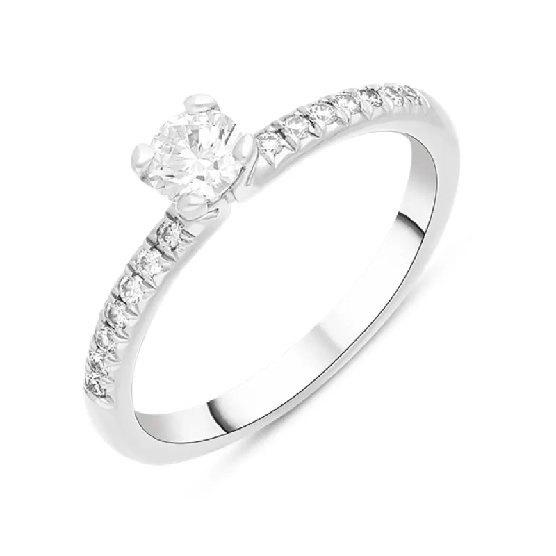 Platinum 0.33ct Diamond Shoulder Set Solitaire Ring sold by C.W. Sellors