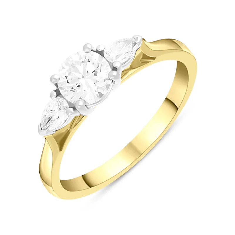 18ct Yellow Gold 0.82ct Diamond Pear Cut Three Stone Ring sold by C.W. Sellors