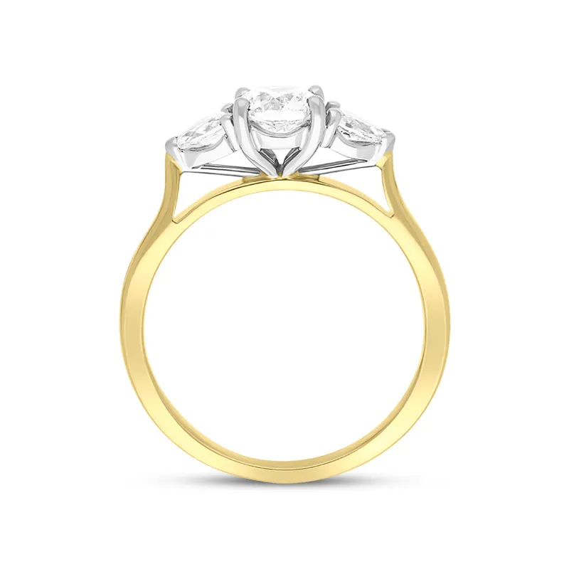 18ct Yellow Gold 0.82ct Diamond Pear Cut Three Stone Ring sold by C.W. Sellors product image thumbnail 2