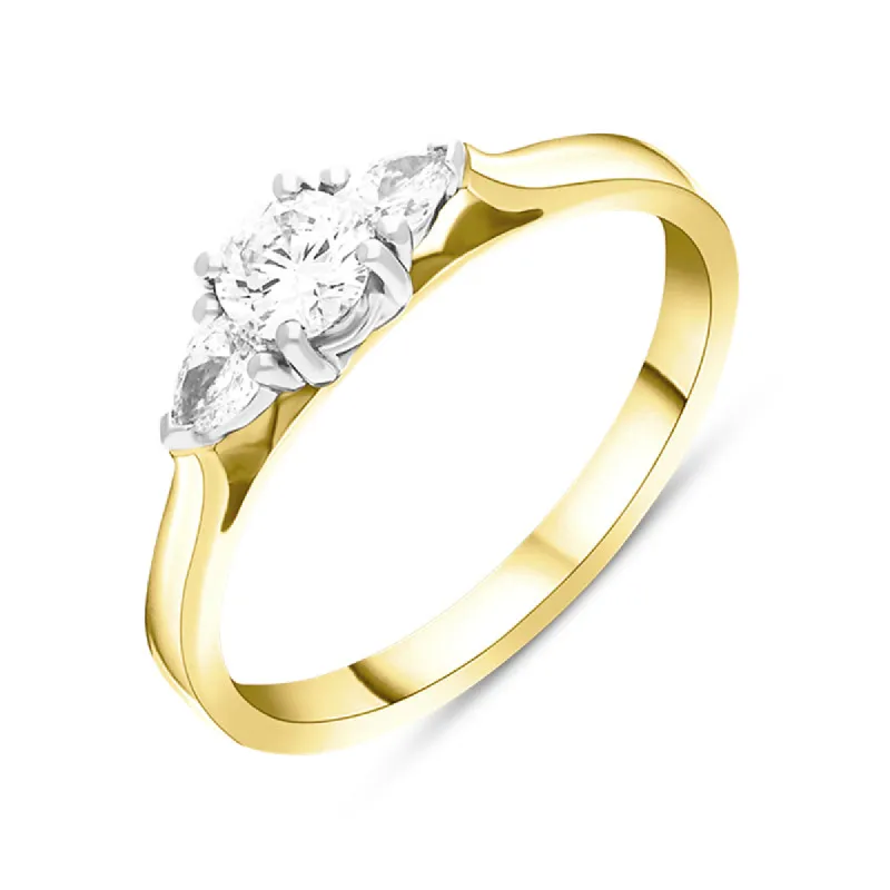 18ct Yellow Gold 0.63ct Diamond Pear Cut Three Stone Ring sold by C.W. Sellors