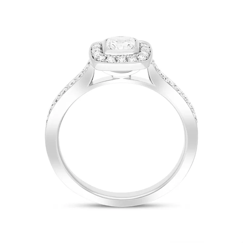 Platinum 0.66ct Diamond Cushion Cut Shoulder Set Cluster Ring sold by C.W. Sellors product image thumbnail 3