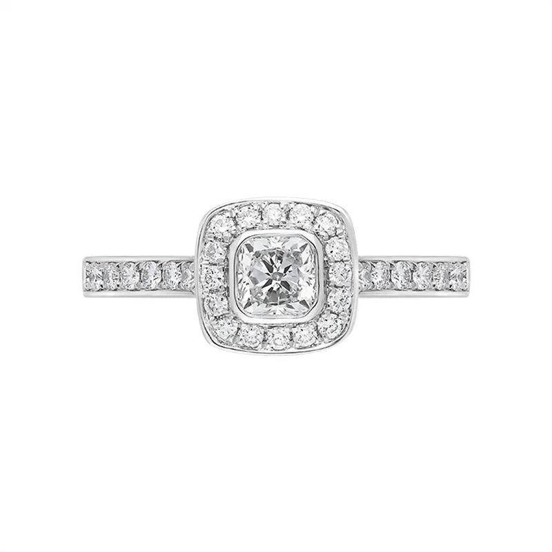 Platinum 0.66ct Diamond Cushion Cut Shoulder Set Cluster Ring sold by C.W. Sellors product image thumbnail 2