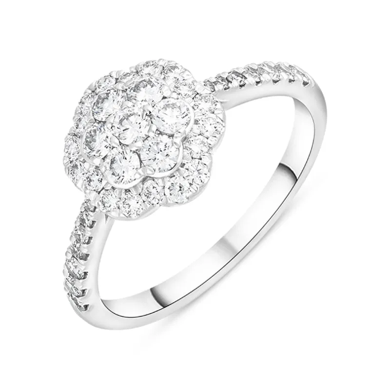 Platinum 0.68ct Diamond Shoulder Set Cluster Ring sold by C.W. Sellors