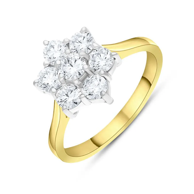 18ct Yellow Gold 1.00ct Diamond Flower Cluster Ring sold by C.W. Sellors