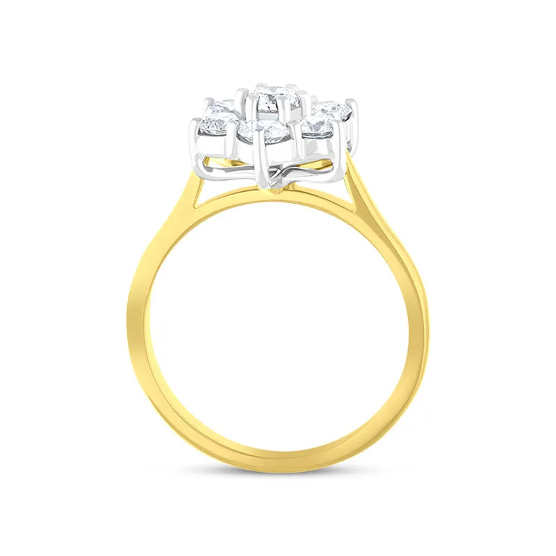 18ct Yellow Gold 1.00ct Diamond Flower Cluster Ring sold by C.W. Sellors product image thumbnail 2