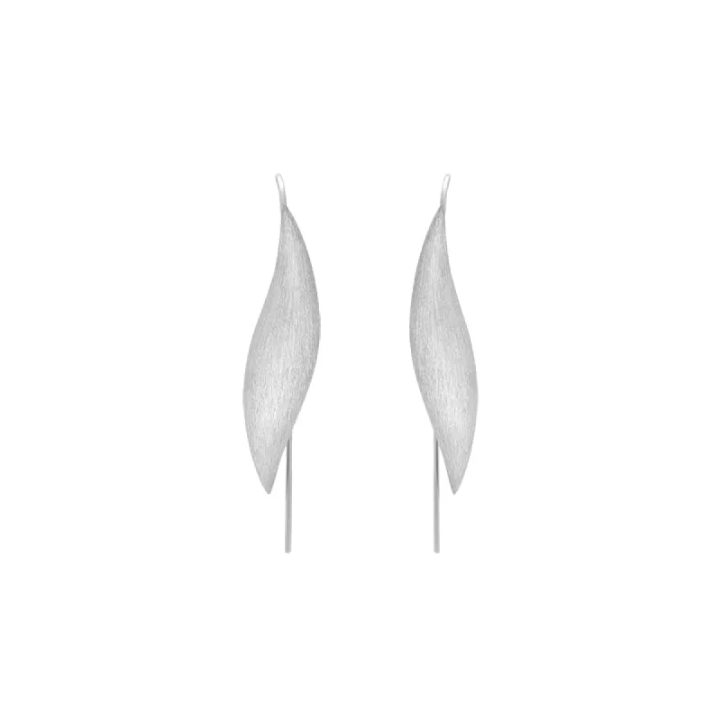 Sterling Silver Brushed Monika Long Leaf Drop Earrings D sold by C.W. Sellors