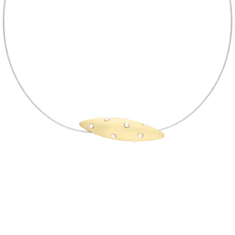 Sterling Silver Gold Plated Freshwater Pearl Horizontal Marquise Necklace D sold by C.W. Sellors