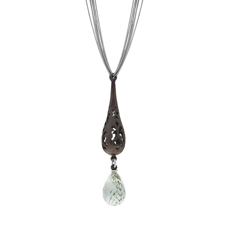 Sterling Silver Black Rhodium Mint Quartz Dropper Necklace D sold by C.W. Sellors product image thumbnail 2