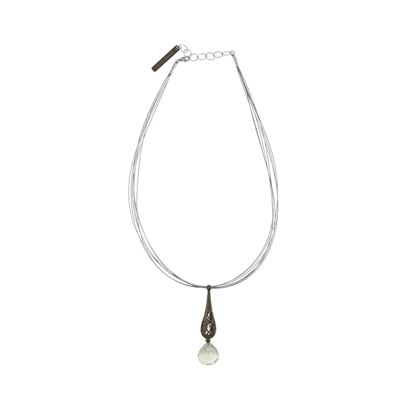 Sterling Silver Black Rhodium Mint Quartz Dropper Necklace D sold by C.W. Sellors product image thumbnail 3