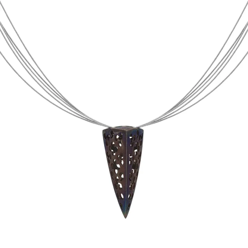 Sterling Silver Black Rhodium Cut Out Triangle Necklace D sold by C.W. Sellors