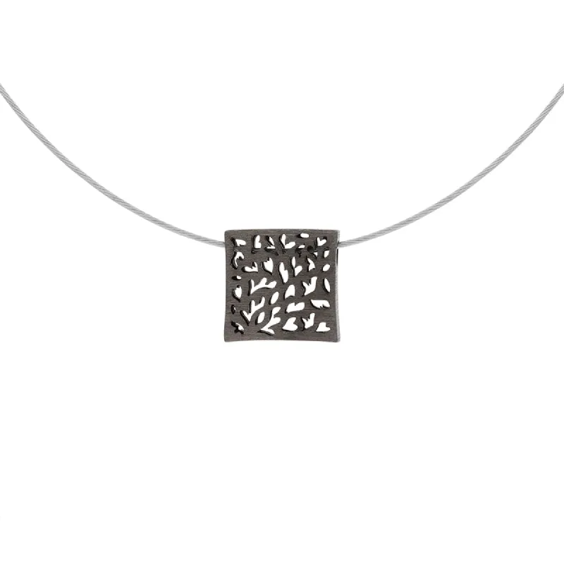 Sterling Silver Square Cut Out Necklace D sold by C.W. Sellors