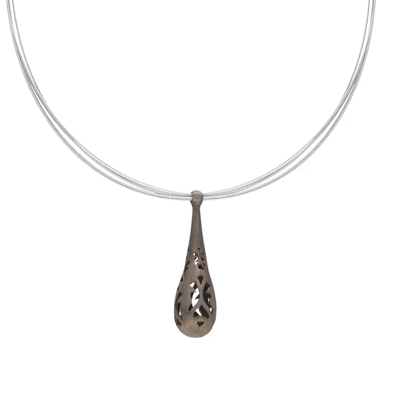 Sterling Silver Black Rhodium Cut Out Dropper Necklace D sold by C.W. Sellors