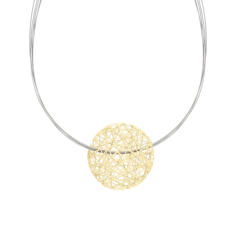 Sterling Silver Gold Plated Open Wire Disc Necklace D sold by C.W. Sellors