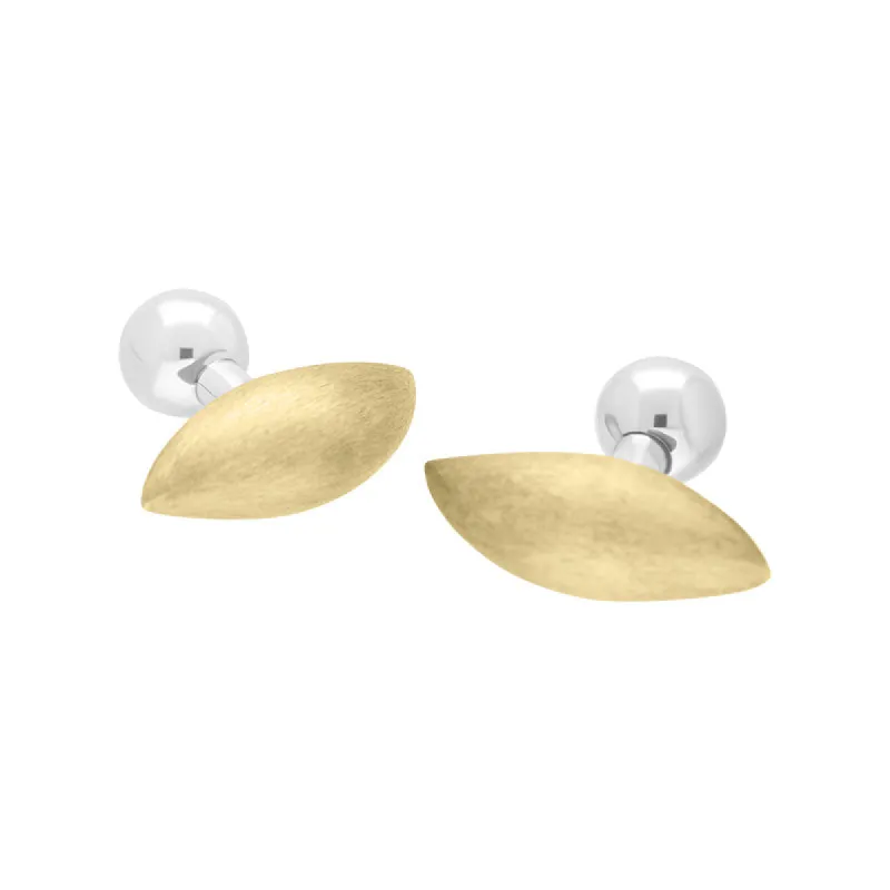 Sterling Silver Gold Plated Chunky Leaf Shape Cufflinks D sold by C.W. Sellors