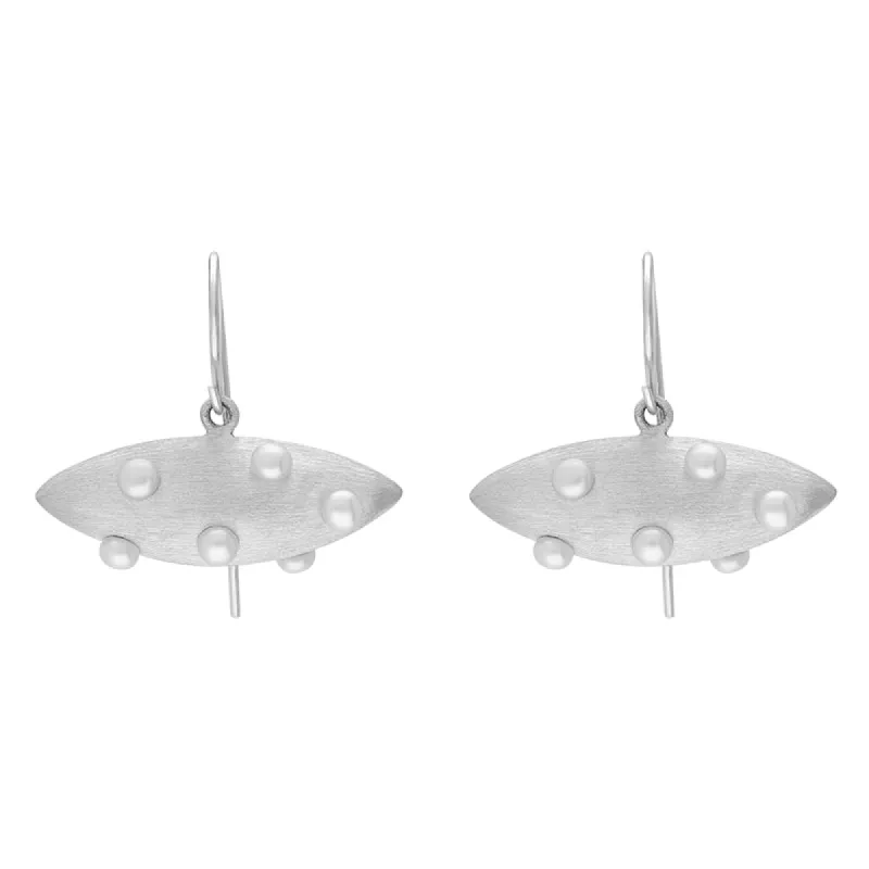Sterling Silver Freshwater Pearl Brushed Horizontal Marquise Drop Earrings D sold by C.W. Sellors