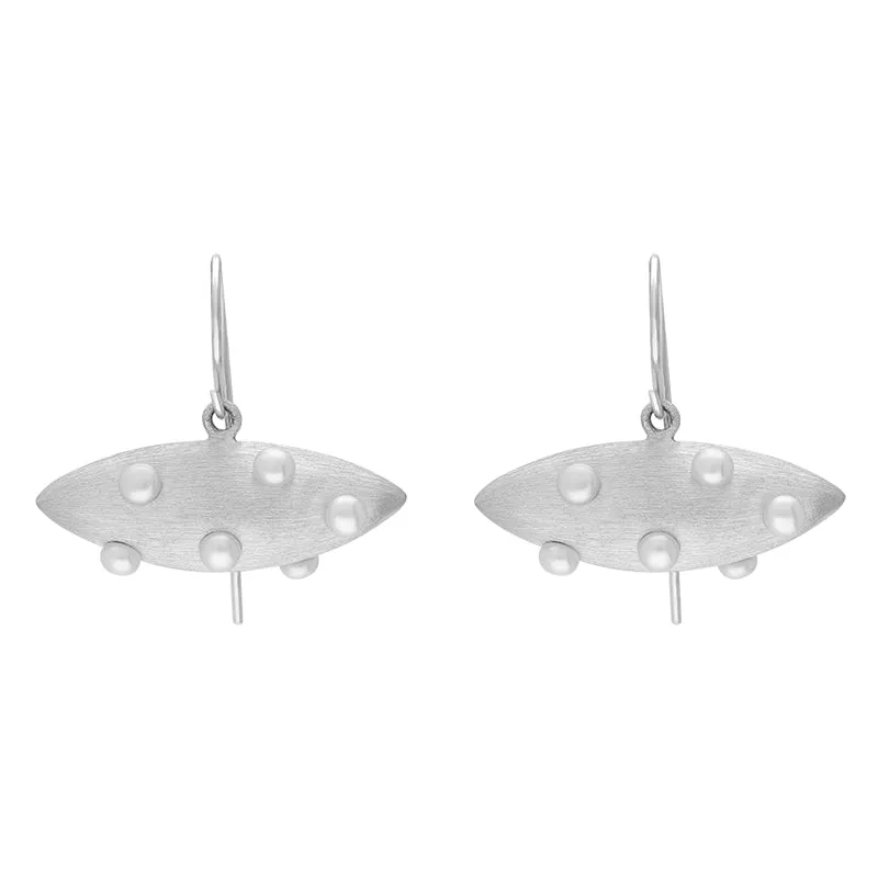 Sterling Silver Freshwater Pearl Brushed Horizontal Marquise Drop Earrings D sold by C.W. Sellors