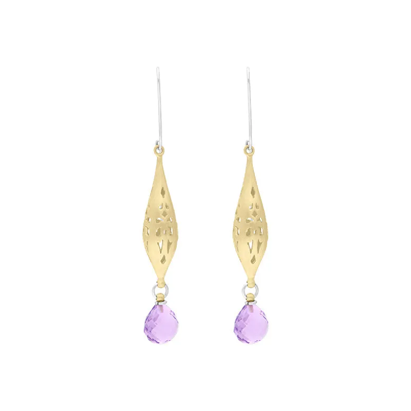 Sterling Silver Gold Plated Amethyst Drop Earrings D sold by C.W. Sellors