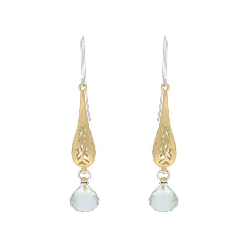 Sterling Silver Gold Plated Mint Quartz Drop Earrings D sold by C.W. Sellors