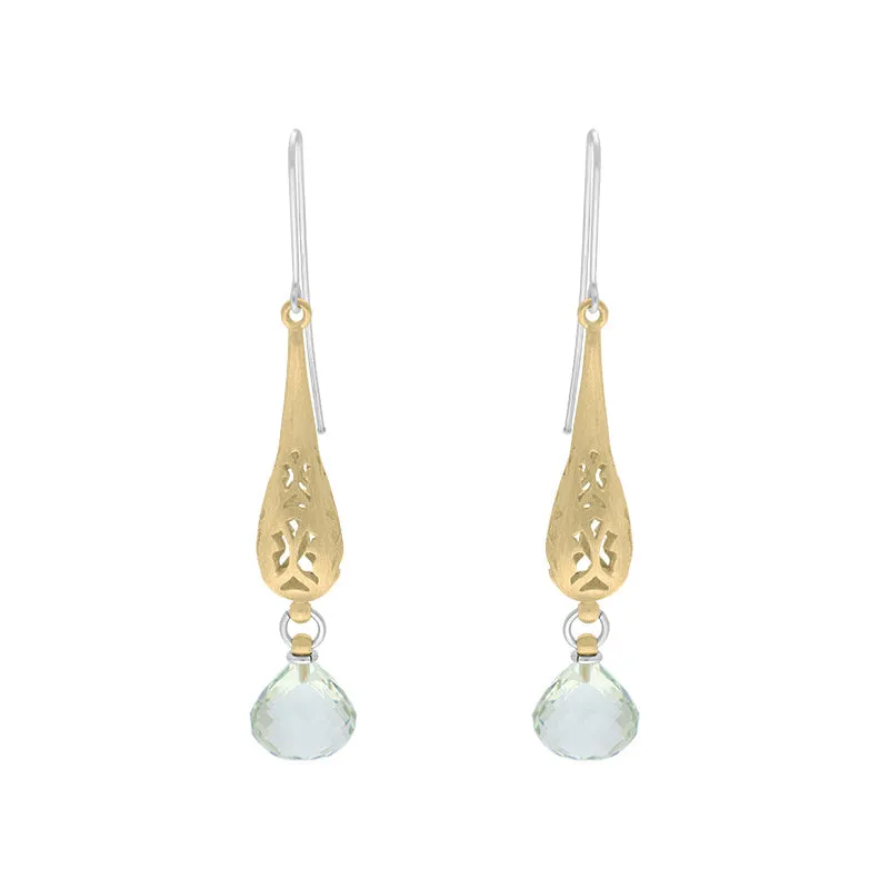 Sterling Silver Gold Plated Mint Quartz Drop Earrings D sold by C.W. Sellors